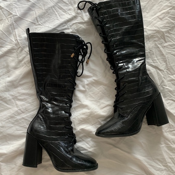 Miss Lola Shoes - Faux croc boots